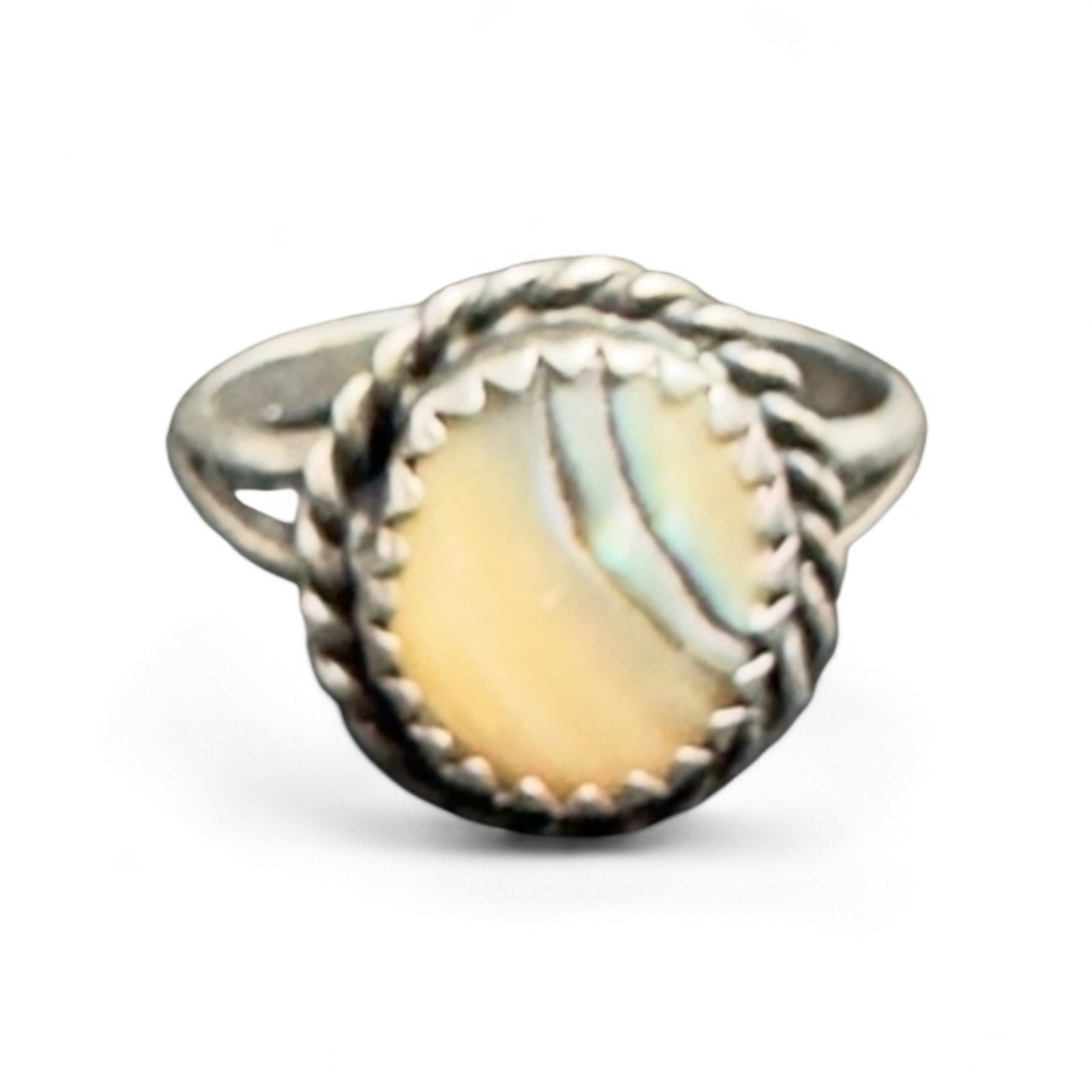 Vintage Sterling Silver Agate Ring Oval Banded Stone Boho Southwestern Statement